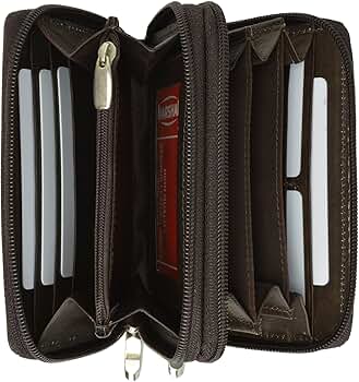 MARSHAL Double Zip Around Leather Wallet Organizer with Id
